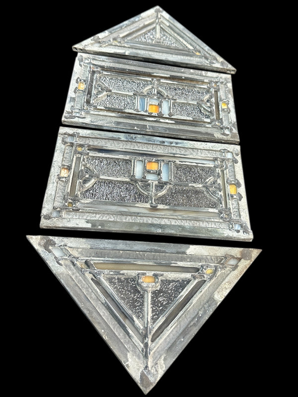 4 Sets of Stained + Pebbled Glass Window Panels GA20702