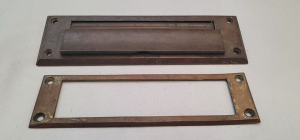 Vintage Brass Mail Letter Slot with Inside Frame 8 2/8" X 2 1/2" GS00597