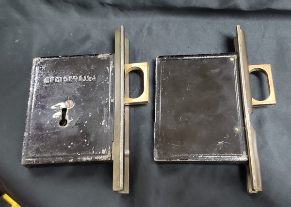 1800's Pocket Door Lock Set 4 1/2" T x 4" W GS00869