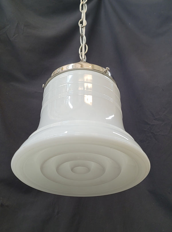Restored Art Deco Pendant Light w/ Bell Shaped Bullseye Shade GS01056