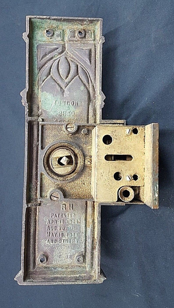 Early 1900s Ornate Bronze CNB Charlotte NC Bank Door Knob & Backplate GS00812