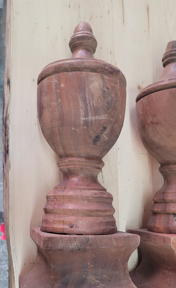 Pair of Large Urn Style Wooden Finials 17 1/4" Tall x 7" Wide GA1101