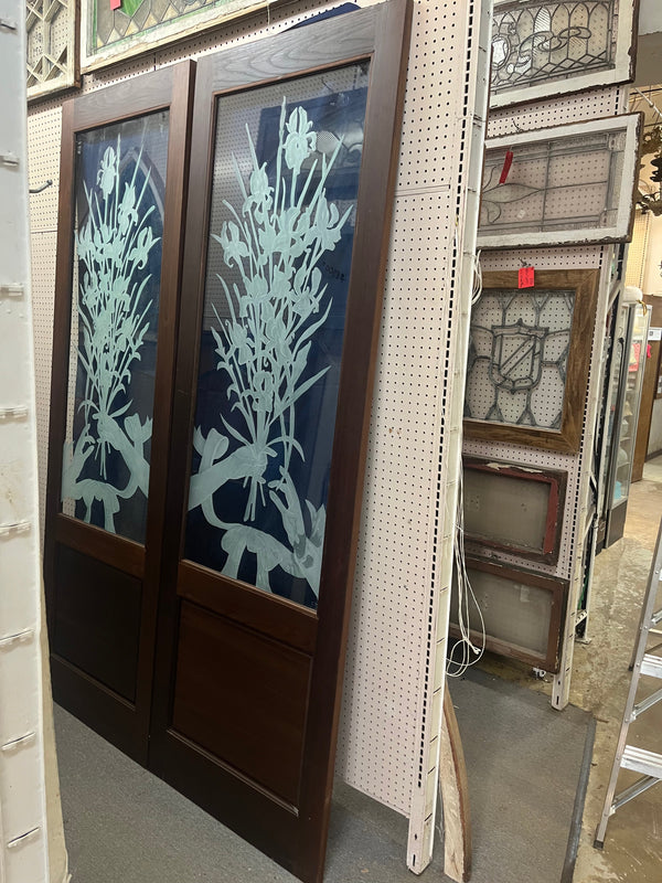 Etched Glass Pantry Doors 31 x 63 GA10340
