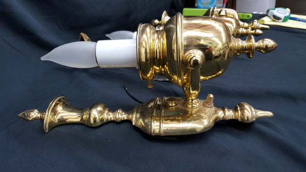 Vintage W.H.Jenks Richmond VA Lacquered Polished Classic Brass Sconces GA21120