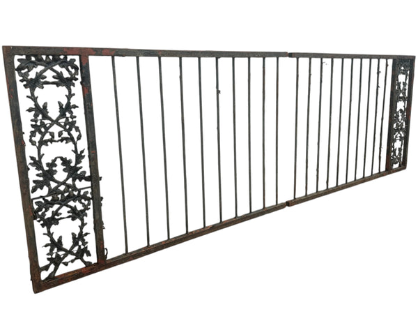 91 Ft of Antique Wrought Iron Fencing w/ Decorative Panels GA20999