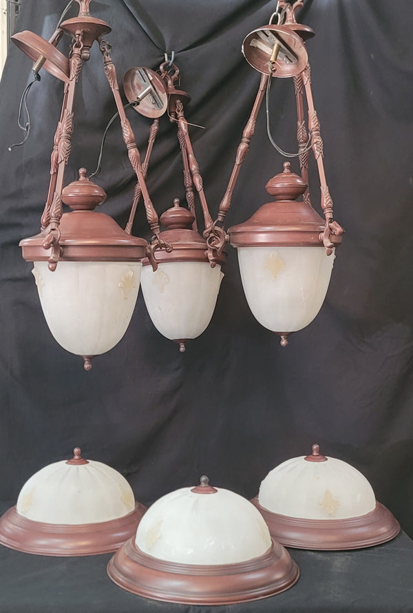 6 Piece Matching Light Set - 3 Pendant Lights & 3 Flush Mounts Lights GS01092626