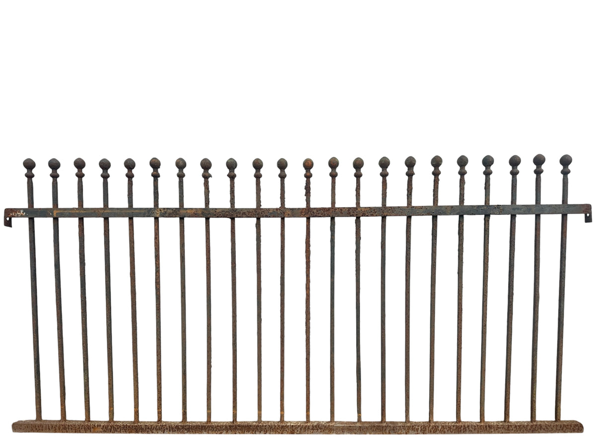 12 Ft of Antique Wrought Iron Fencing w/ Ball Point Finials GA21028 ...
