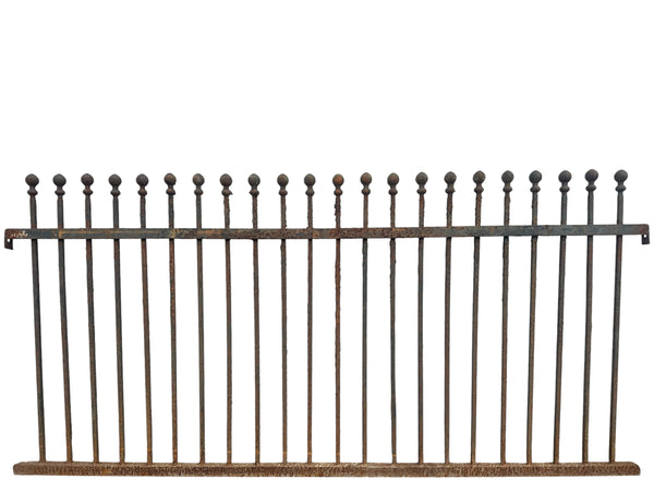 12 Ft of Antique Wrought Iron Fencing w/ Ball Point Finials GA21028