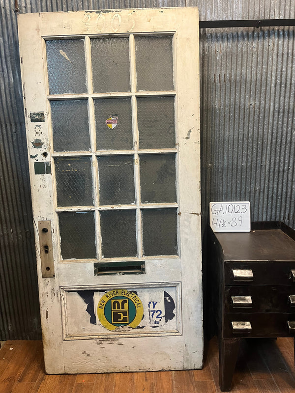 12 Pane Pebbled Chicken Wire Safety Glass Panel Door 41 3/4" x 89" GA10123