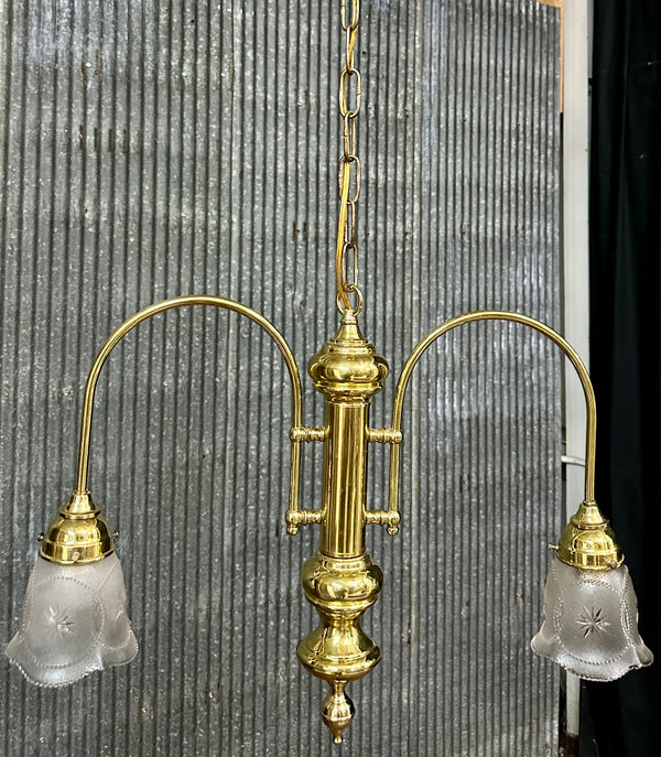Vintage Brass 2-Arm Chandelier - 14" T x 18" W - GA21030
