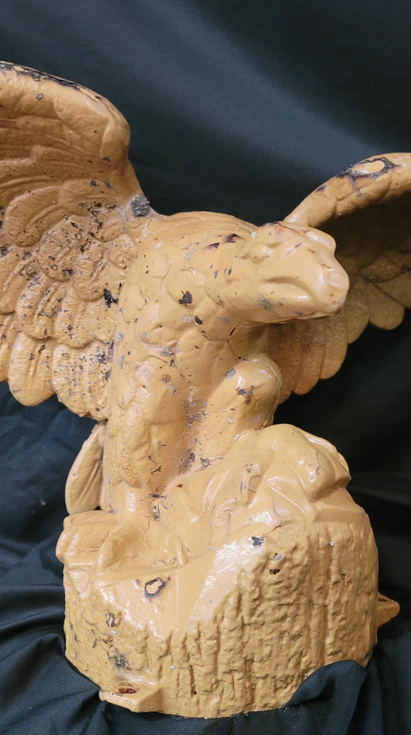 Vintage Cast Iron Pole Top Eagle w/ Open Wings 30" W x 12" T GS00666
