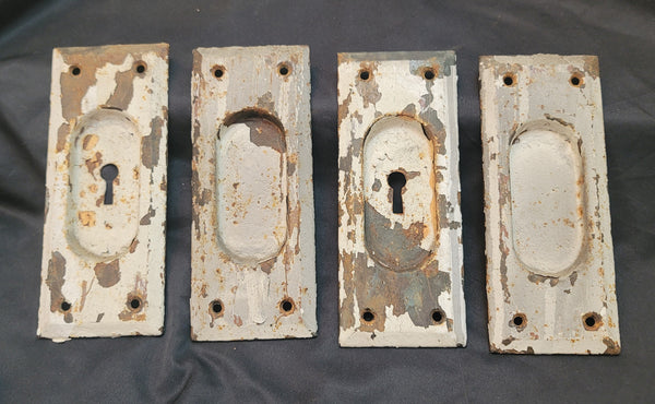 Set of 4 Pocket Door Key Hole Escutcheon Plates 5 9/16" x 2 6/16" GS00858