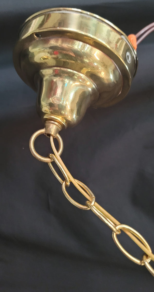 Restored Victorian Brass Pendant Light w/ Ornate Shade GS01029