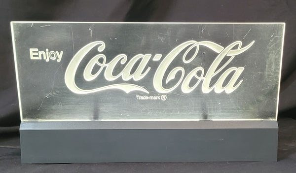 1980's Acrylic Coca Cola Free Standing Light Up Sign 18 3/8" x 10" GS01079