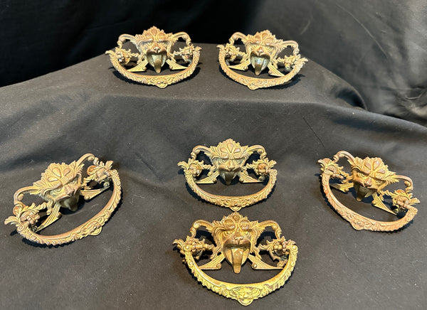 Set of 6 Antique Brass Drawer Pulls GA20406