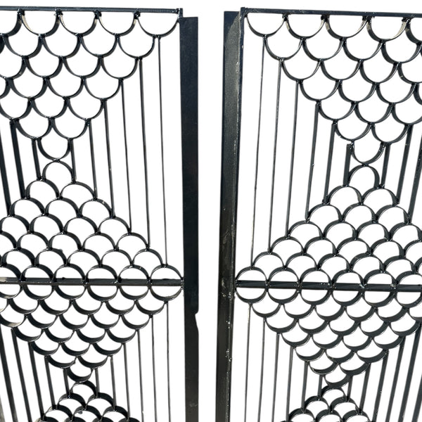 Restored & Powder-Coated Antique Art Deco Wrought Iron Gate Pair / Doors GA20818