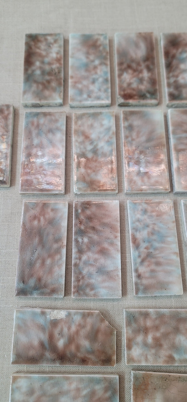 Set of 51 Glazed Fireplace Tiles w/ Mottled Design 4" x 2" GS010942