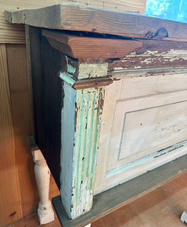 Rustic Custom-Built Cabinet/Counter Table w/ Heart Pine Top GA20719