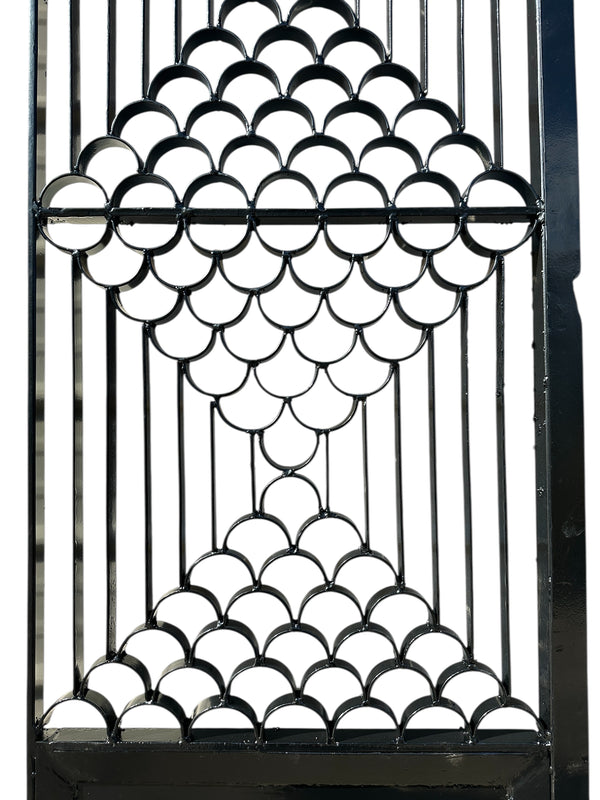 Restored & Powder-Coated Antique Art Deco Wrought Iron Gate Pair / Doors GA20818