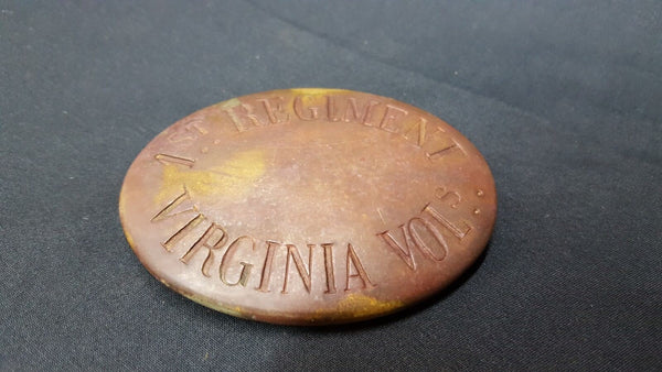 Civil War Reproduction Brass Oval 1st Regiment Virginia Volunteers Belt Buckle