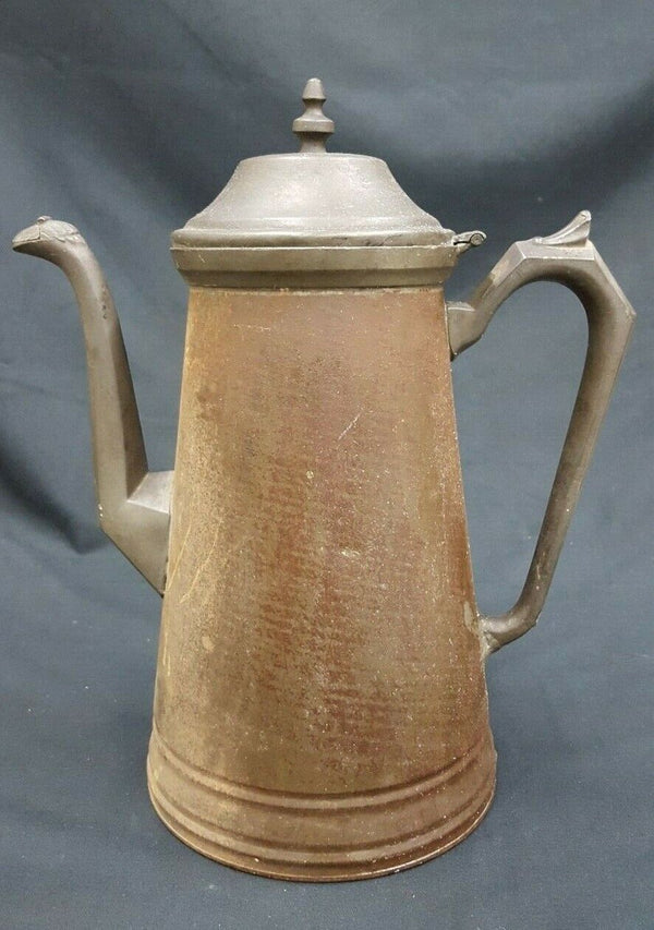 Civil War Period Tin & Pewter Coffee Pot With Lid