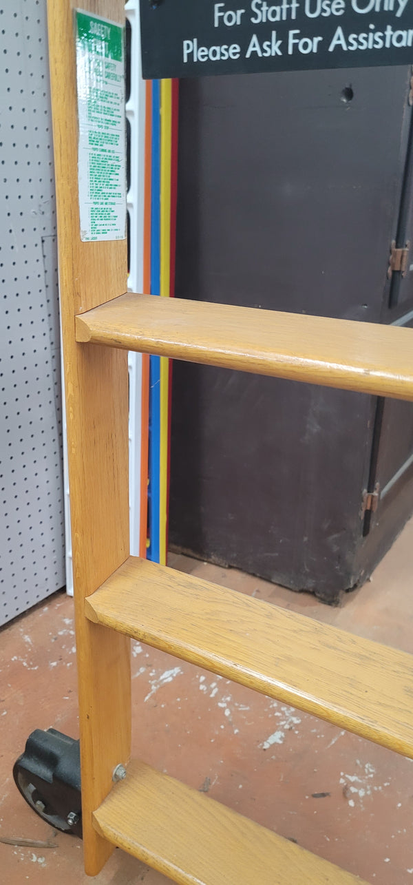 Vintage Cotterman Rolling Wooden "Library" Ladder with Rail & Hardware GS00657