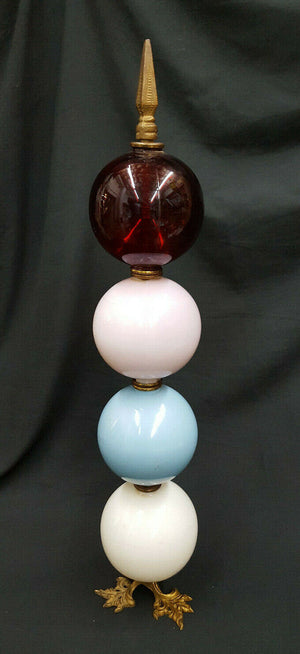 Vintage Art Work w/ Glass Lightening Rod Balls Brass Feet & Top Finial GS00754
