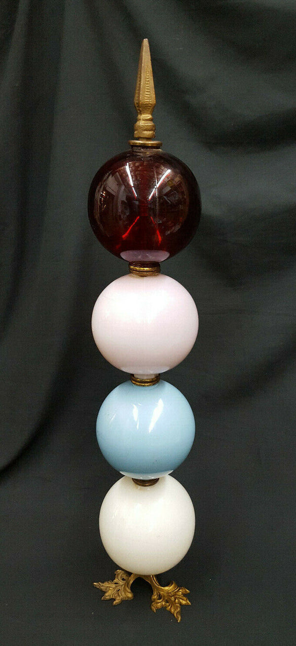 Vintage Art Work w/ Glass Lightening Rod Balls Brass Feet & Top Finial GS00754