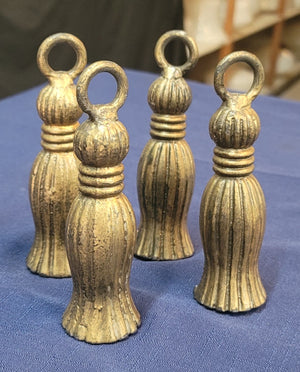 Vintage Set of 4 Brass Drapery Finial Tassel Weights 5