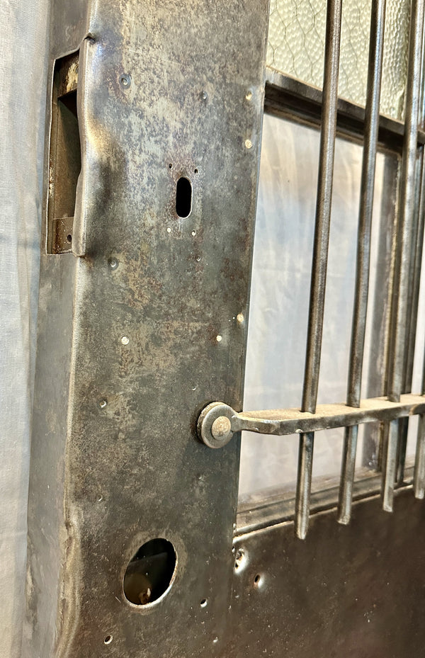 Factory Salvaged 1-Panel 6-Pane Steel Door w/ Iron Security Grate GA20557