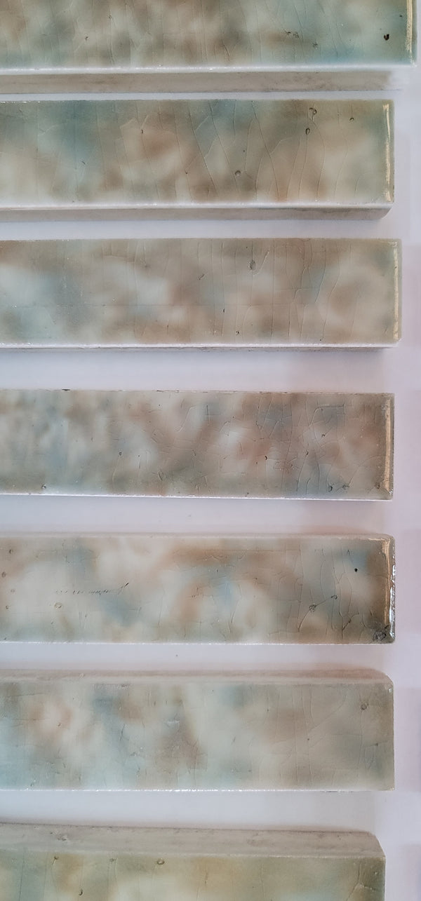 Vintage Lot 49 Trent Co. Pastel Ceramic Glazed Fireplace Tiles 6" x 1" GS00671