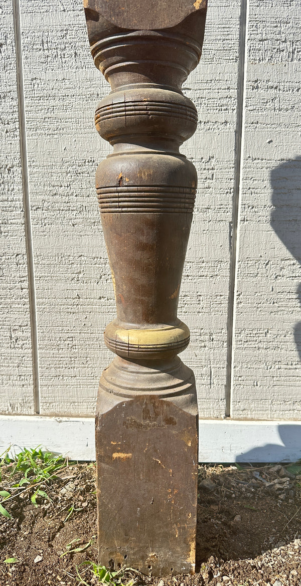 Heart Pine Wood Turned Newel Post w/ Ball Top GA20416