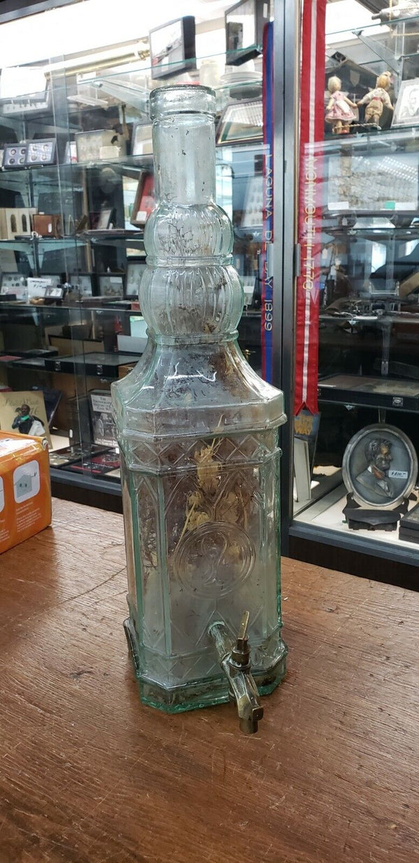 Large Vintage Italian Olive Oil Bottle with Brass Spout