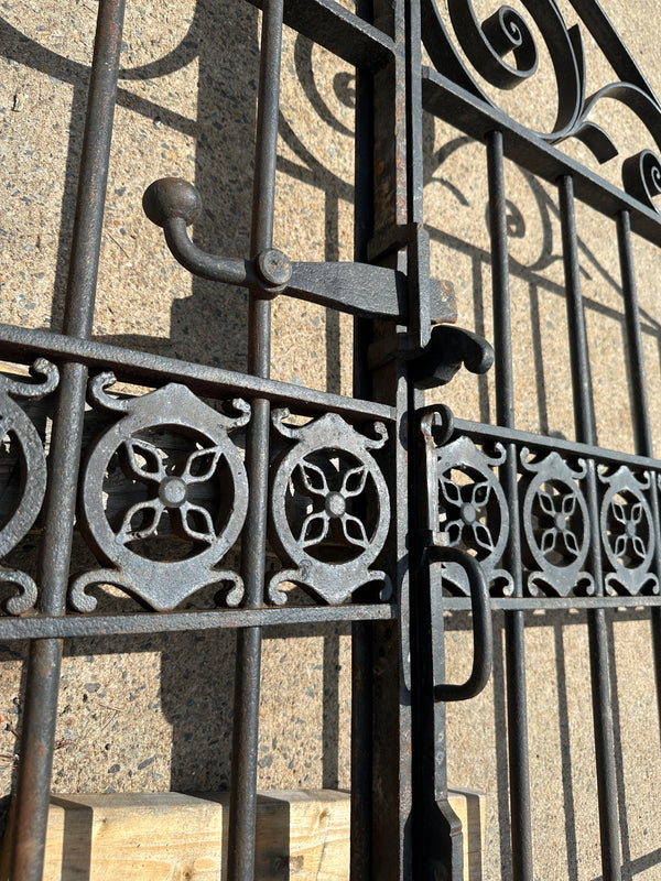 Antique Iron Entryway Gates w/ Ornate Cast Iron Posts GA20318