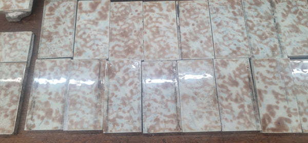 Lot of 109 Mottled Brown & Cream Fireplace Tiles GS010947