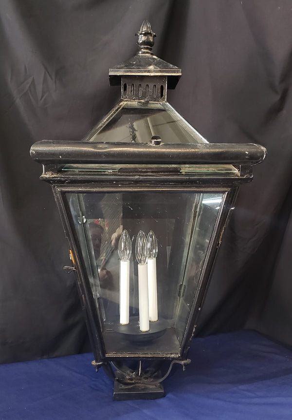Vintage Glass & Metal Pole Top Lantern Lamp 37" x 17 1/2" GS01011