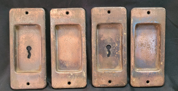 Set of 4 Pocket Door Keyhole Escutcheon Plates 4 9/16" x 2 1/8" GS01047