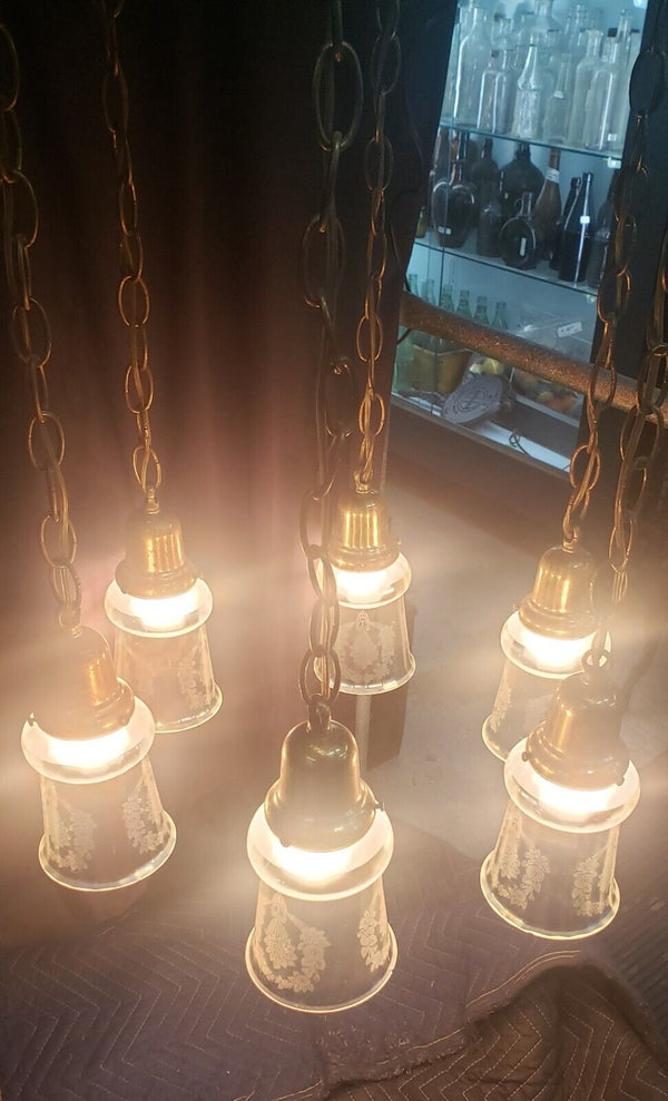 Six Light Round Brass Chandelier #GA2029