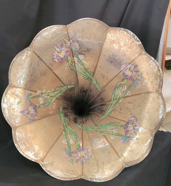 Large Phonograph Gramophone Brass Floral Horn 32" T x 23 1/2" W GS01018