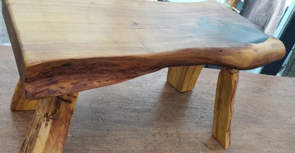 Custom Osage Orange Wood Bench w/ Black Resin Accents & Rubio Monocoat GA9445