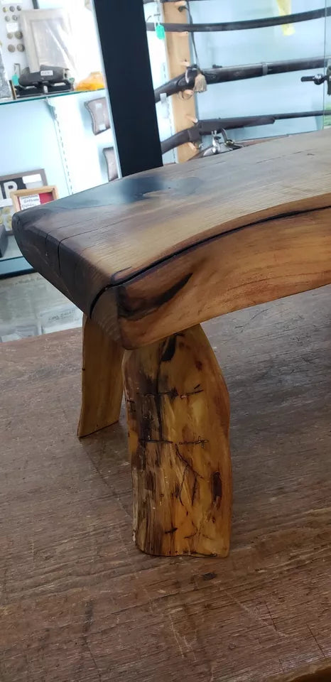 Custom Osage Orange Wood Bench w/ Black Resin Accents & Rubio Monocoat GA9445