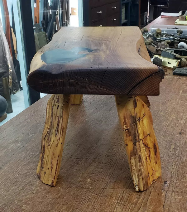 Custom Osage Orange Wood Bench w/ Black Resin Accents & Rubio Monocoat GA9445