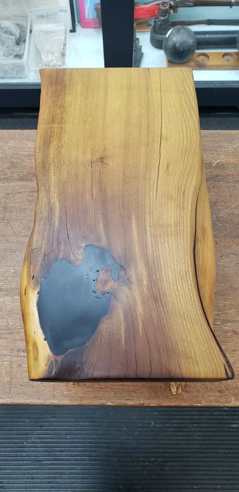 Custom Osage Orange Wood Bench w/ Black Resin Accents & Rubio Monocoat GA9445