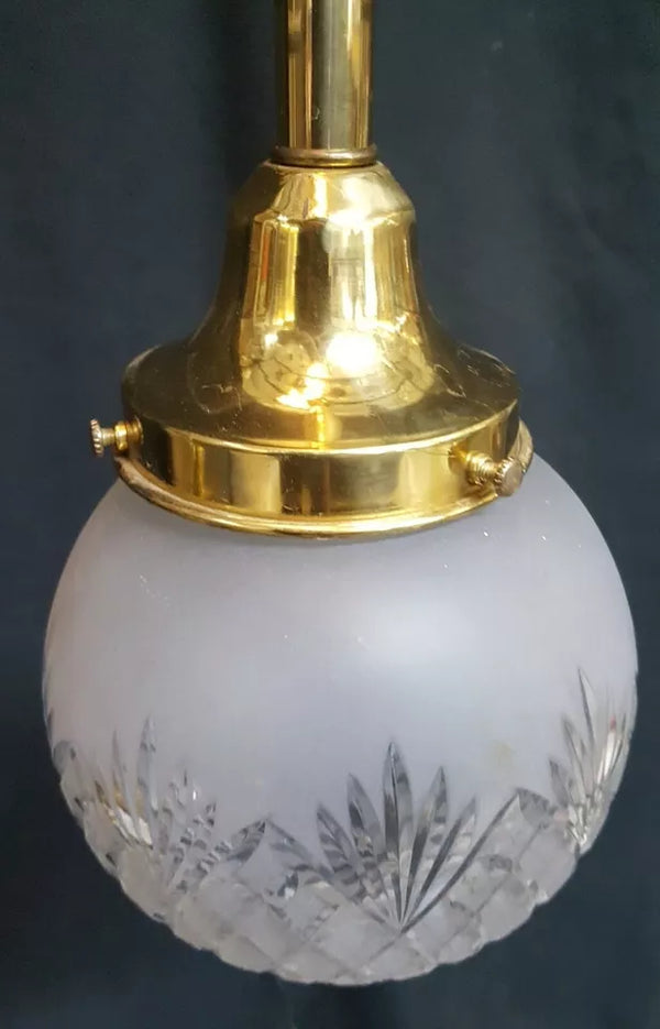 Restored Brass Rod Flush Mount with Clear Cut Glass Pendant Light GA4340