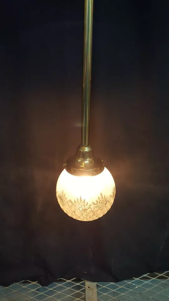 Restored Brass Rod Flush Mount with Clear Cut Glass Pendant Light GA4340