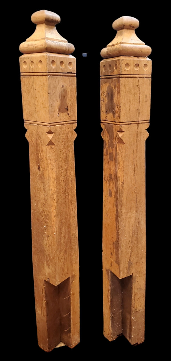 Pair of Solid Oak Eastlake Style Newel Posts GAM0251