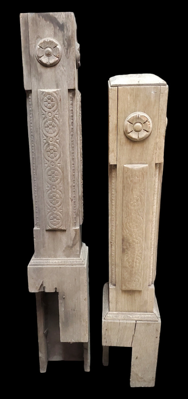 Pair of Carved Oak Newel Posts GAM0259