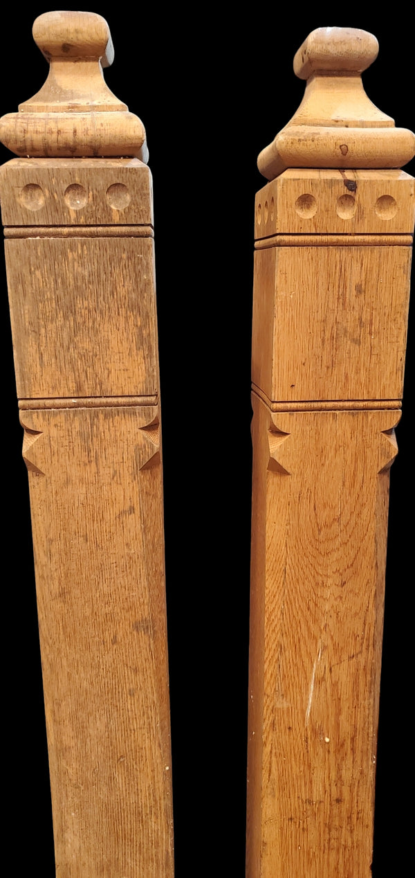 Pair of Solid Oak Eastlake Style Newel Posts GAM0251