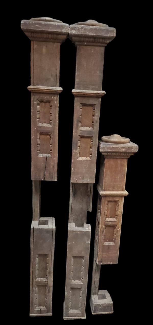 Set of 3 Craftsman Style Through Floor Newel Posts GAM0294