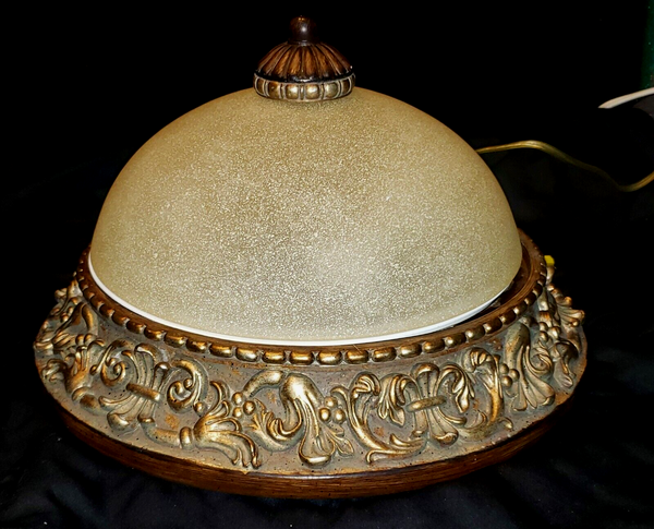 Tuscan Inspired Flush Mount Ceiling Fixture with Gold Faux Wood Trim #GA9191